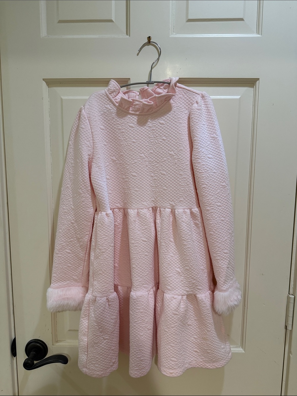 Janie and Jack Pastel Pink Quilted Dress with Ruffled Neck